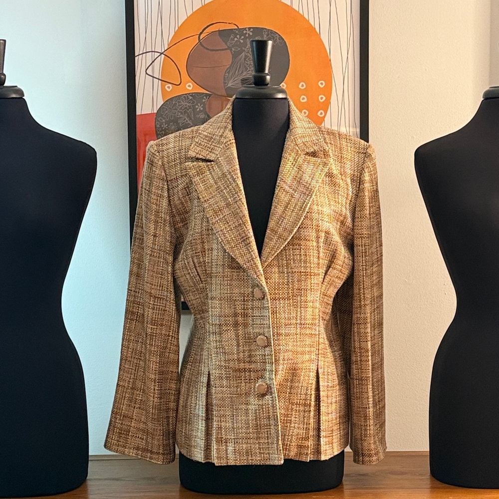Women's Tan Plaid Skirt Suit